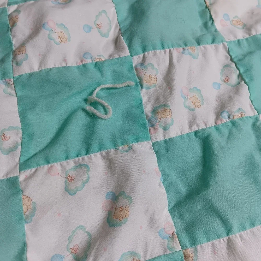 Vintage Baby Quilt Crib Blanket Patchwork Vintage Nursey Retro Pastel 42x33